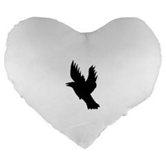 Crow Large 19  Premium Flano Heart Shape Cushions