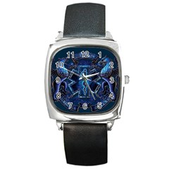 Ems Blue Square Metal Watches