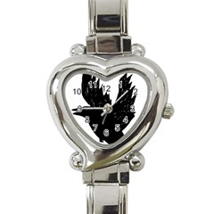 Hovering Crow Heart Italian Charm Watch