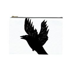 Hovering Crow Cosmetic Bag (large)  by JDDesigns