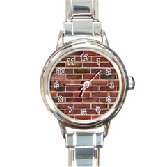 Colorful Brick Wall Round Italian Charm Watches by trendistuff