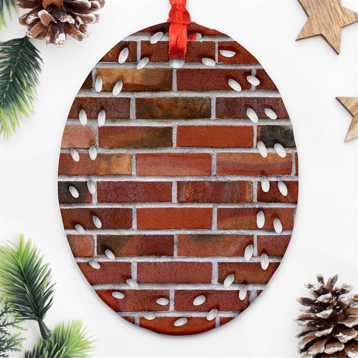 COLORFUL BRICK WALL Oval Filigree Ornament (2-Side) 