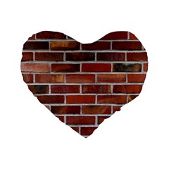 Colorful Brick Wall Standard 16  Premium Flano Heart Shape Cushions