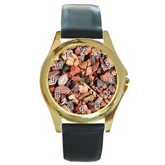 Colored Rocks Round Gold Metal Watches