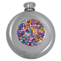 Colored Pebbles Round Hip Flask (5 Oz) by trendistuff