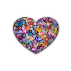 Colored Pebbles Rubber Coaster (heart)  by trendistuff