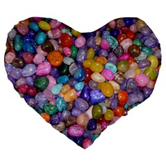 Colored Pebbles Large 19  Premium Heart Shape Cushions