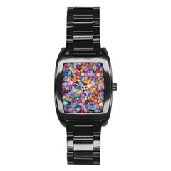 Colored Pebbles Stainless Steel Barrel Watch