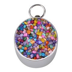 Colored Pebbles Mini Silver Compasses