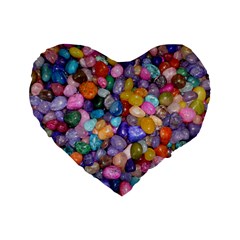 Colored Pebbles Standard 16  Premium Flano Heart Shape Cushions