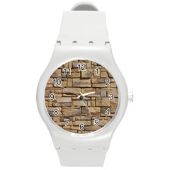 Block Wall 1 Round Plastic Sport Watch (m) by trendistuff