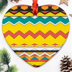 Zig Zag Heart Ornament (two Sides) by LalyLauraFLM