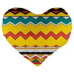 Zig Zag Large 19  Premium Heart Shape Cushion