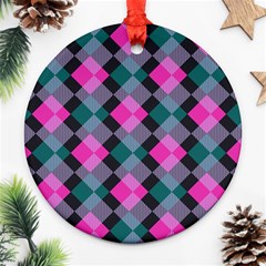 Argyle Variation Round Ornament (two Sides)