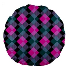 Argyle Variation Large 18  Premium Round Cushion  by LalyLauraFLM