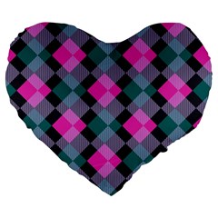 Argyle Variation Large 19  Premium Heart Shape Cushion