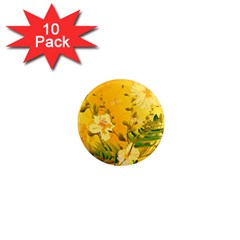 Wonderful Soft Yellow Flowers With Dragonflies 1  Mini Magnet (10 Pack) 