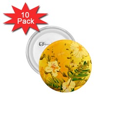 Wonderful Soft Yellow Flowers With Dragonflies 1 75  Buttons (10 Pack)