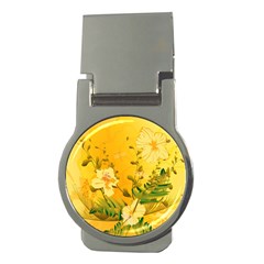 Wonderful Soft Yellow Flowers With Dragonflies Money Clips (round)  by FantasyWorld7