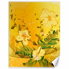 Wonderful Soft Yellow Flowers With Dragonflies Canvas 18  X 24   by FantasyWorld7