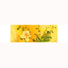 Wonderful Soft Yellow Flowers With Dragonflies Large Bar Mats