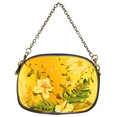 Wonderful Soft Yellow Flowers With Dragonflies Chain Purses (one Side)  by FantasyWorld7