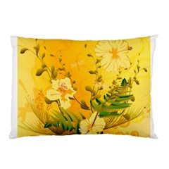 Wonderful Soft Yellow Flowers With Dragonflies Pillow Cases