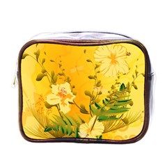 Wonderful Soft Yellow Flowers With Dragonflies Mini Toiletries Bags by FantasyWorld7