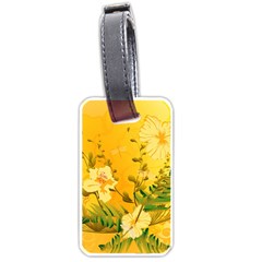 Wonderful Soft Yellow Flowers With Dragonflies Luggage Tags (one Side)  by FantasyWorld7