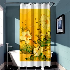 Wonderful Soft Yellow Flowers With Dragonflies Shower Curtain 36  X 72  (stall) 