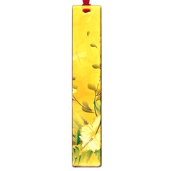 Wonderful Soft Yellow Flowers With Dragonflies Large Book Marks