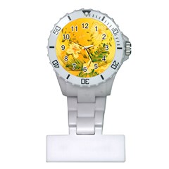 Wonderful Soft Yellow Flowers With Dragonflies Nurses Watches