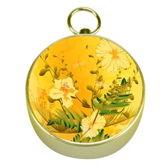 Wonderful Soft Yellow Flowers With Dragonflies Gold Compasses