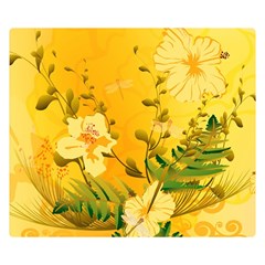 Wonderful Soft Yellow Flowers With Dragonflies Double Sided Flano Blanket (small)  by FantasyWorld7