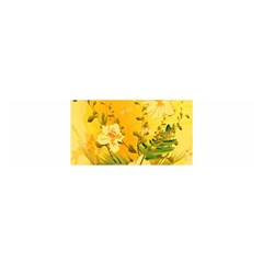 Wonderful Soft Yellow Flowers With Dragonflies Satin Scarf (oblong)