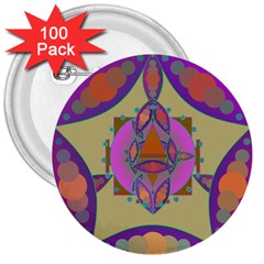 Mandala 3  Buttons (100 Pack) 