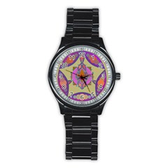 Mandala Stainless Steel Round Watches