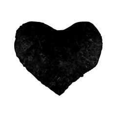 Black Marble Standard 16  Premium Flano Heart Shape Cushions