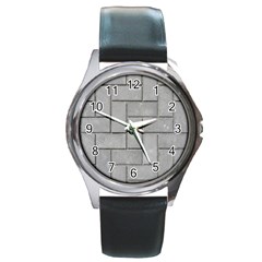 Alternating Grey Brick Round Metal Watches by trendistuff