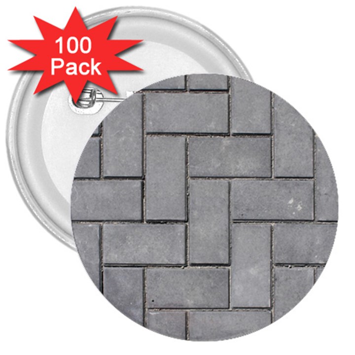 ALTERNATING GREY BRICK 3  Buttons (100 pack) 