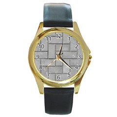 Alternating Grey Brick Round Gold Metal Watches by trendistuff