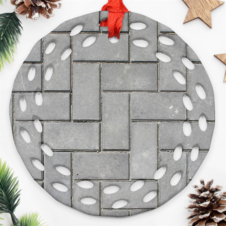 ALTERNATING GREY BRICK Ornament (Round Filigree) 