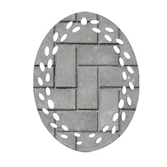 Alternating Grey Brick Oval Filigree Ornament (2-side)  by trendistuff