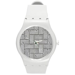 Alternating Grey Brick Round Plastic Sport Watch (m) by trendistuff