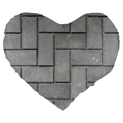 Alternating Grey Brick Large 19  Premium Flano Heart Shape Cushions