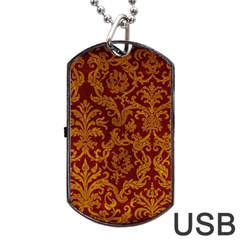 Royal Red And Gold Dog Tag Usb Flash (one Side)