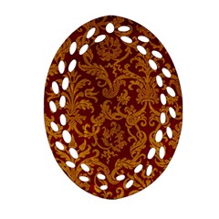 Royal Red And Gold Ornament (oval Filigree) 