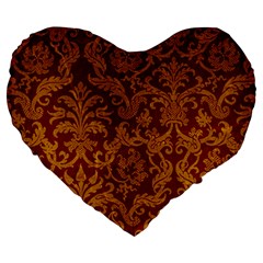 Royal Red And Gold Large 19  Premium Heart Shape Cushions