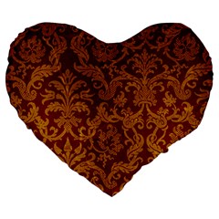 Royal Red And Gold Large 19  Premium Flano Heart Shape Cushions