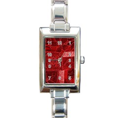 Red Patchwork Rectangle Italian Charm Watches by trendistuff